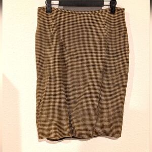 Vintage Green & Tan Gingham Pencil Skirt